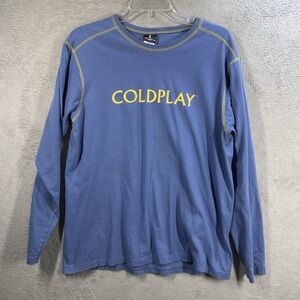 COLDPLAY Twisted Logic Tour 2005 Blue Long Sleeve Tshirt Size L Hanes Beefy-T